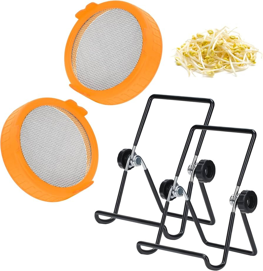 Lulonpon Sprouting Lids Growing Kit, Screen Sprout Lids with Stand, Sprouting jar kit for Sprouti... | Amazon (US)
