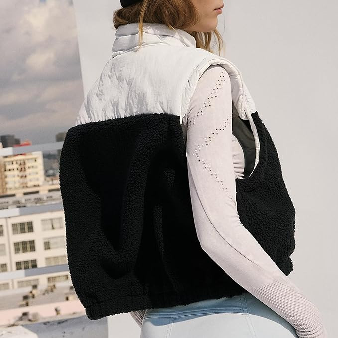 Hixiaohe Womens Oversized Casual Zip Up Fleece Vest Lightweight Sleeveless Warm Outerwear Puffer ... | Amazon (US)