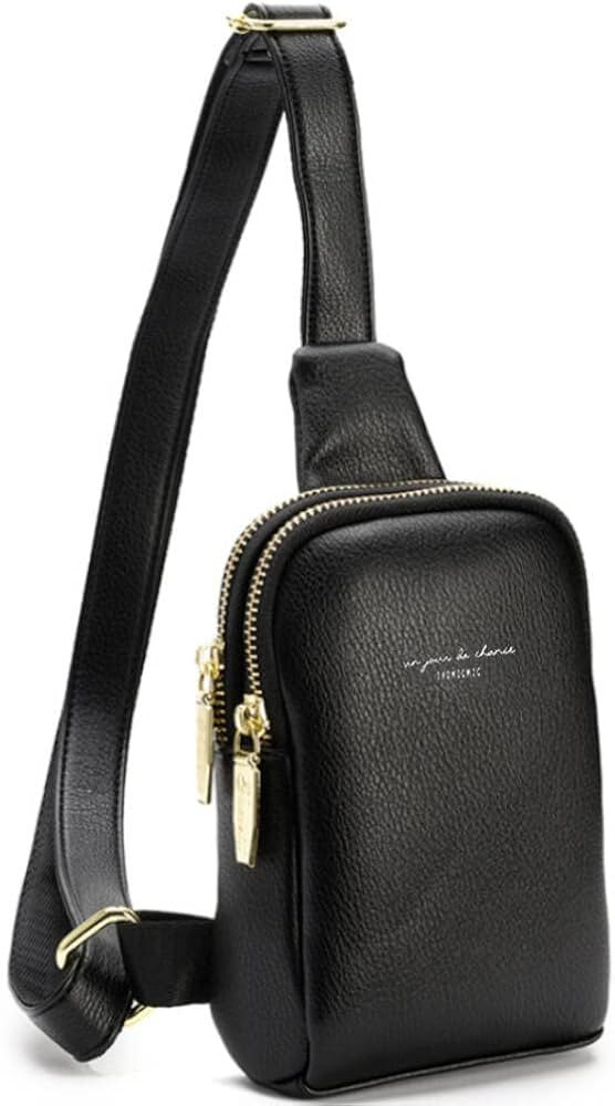 WINSEAD Crossbody Sling Bag for Women Leather Small Fanny Pack Purses Chest Bags PU Shoulder Backpac | Amazon (US)
