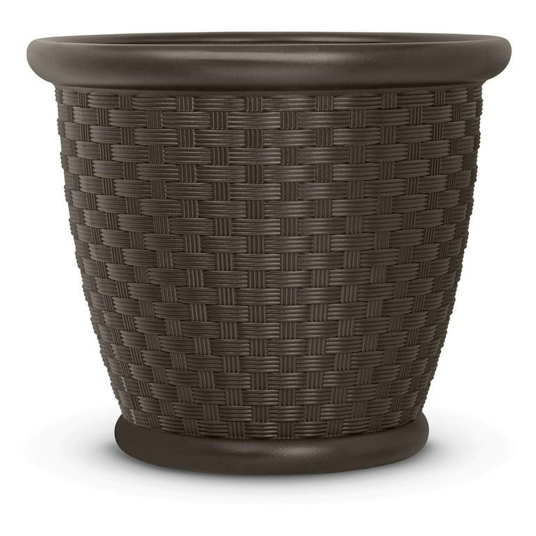 Suncast Sonora 18" Resin Wicker Style Yard & Garden Flower Planter, Brown | Walmart (US)