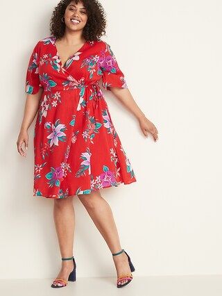 Faux-Wrap Waist-Defined Plus-Size Dress | Old Navy US