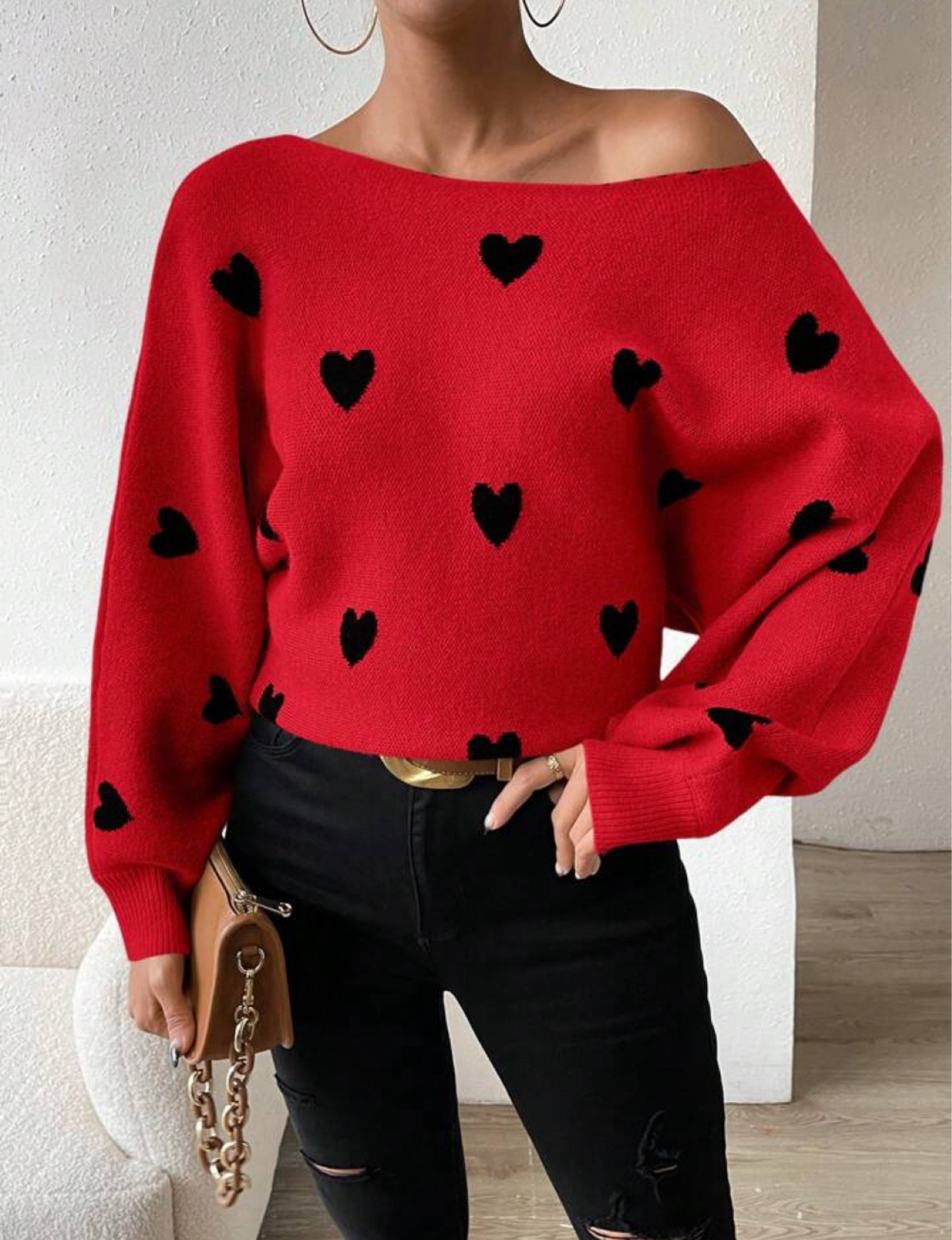Off shoulder romantic sleeve heart sweater 💕🖤♥️

#LTKfindsunder100 #LTKGiftGuide #LTKMostLoved