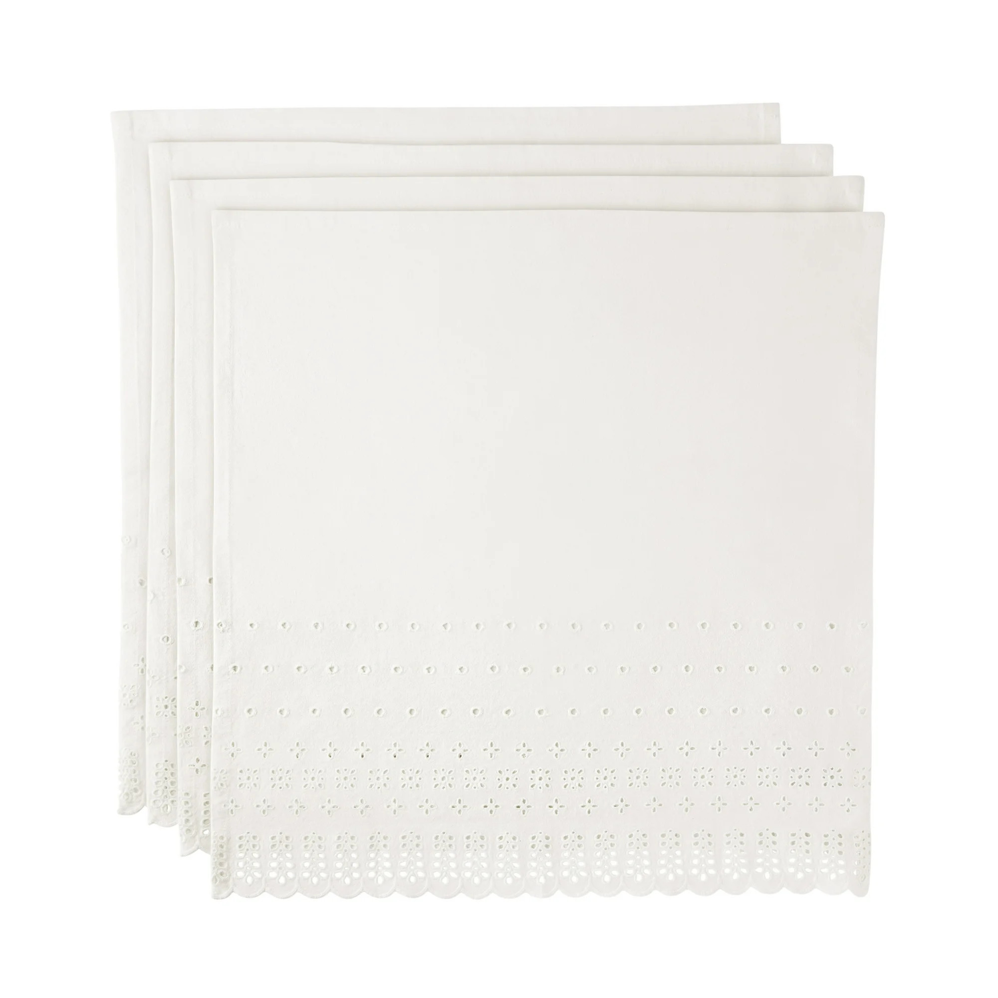The Pioneer Woman Eyelet 100% Cotton Fabric Napkins, 20" x 20", Set of 4, White | Walmart (US)