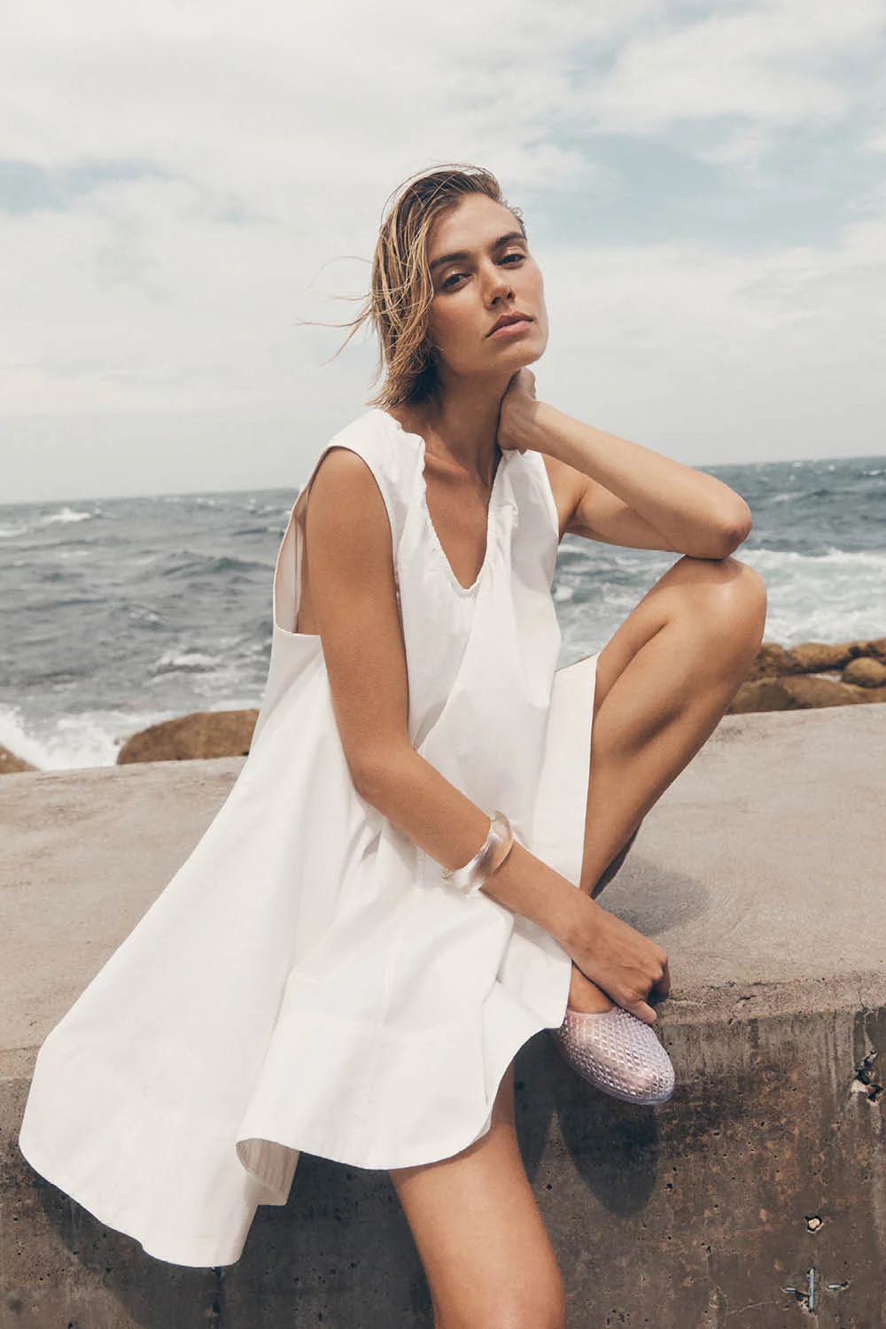 GABBY WHITE COTTON MINI DRESS | DISSH