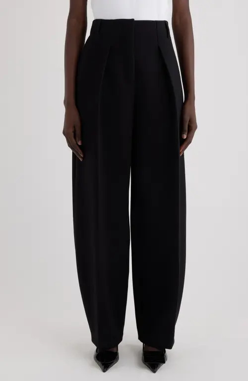 Jacquemus Le Pantalon Ovalo Pleated Wide Leg Pants in Black at Nordstrom, Size 36 | Nordstrom
