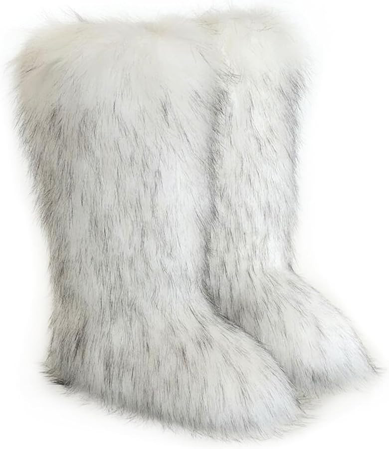 YXCFEWD Faux Fur Boots for Women Winter Knee High Furry Boots Fuzzy Fluffy for Girls Flat Snow Lo... | Amazon (US)