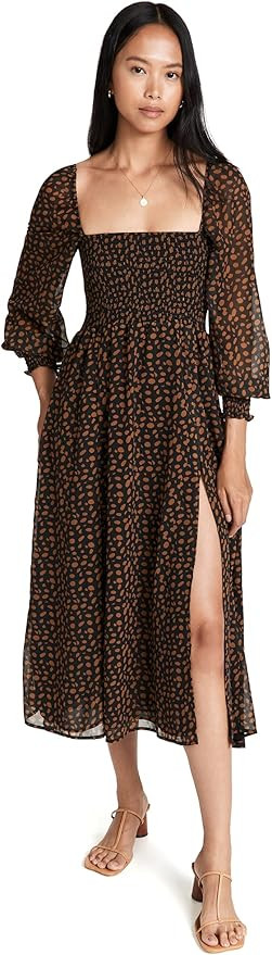o.p.t Women's Classic Smocked Maxi Dress, Black Floral, XS | Amazon (US)