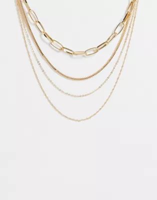 ALDO Eoweiniel mixed chain multi row necklace in gold | ASOS | ASOS (Global)