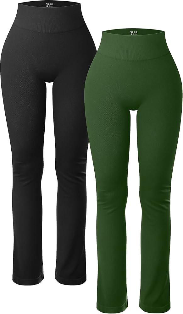 OQQ Women's 2 Piece Yoga Pants Ribbed Seamless Workout High Waist Athletic Straight Leg Leggings ... | Amazon (US)