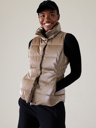 Downtown Metallic Puffer Vest | Athleta