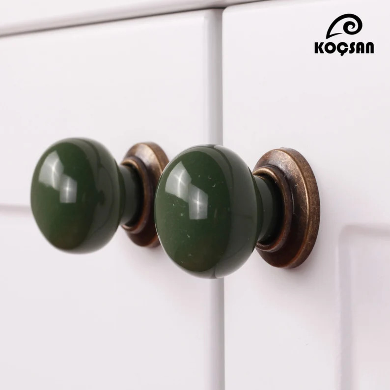 Porcelain Green Cabinet Knobs, 30 Mm Diameter Cabinet Knobs, Cabinet Hardware, Dresser Pulls, Dra... | Etsy (US)