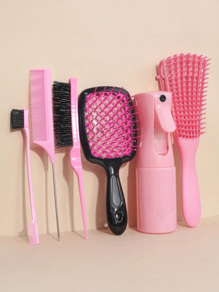 3Pcs/5Pcs/6Pcs Detangling Brush Curling Comb Set, Detangling Brush Wet Dry Curly Hair Brush For N... | SHEIN