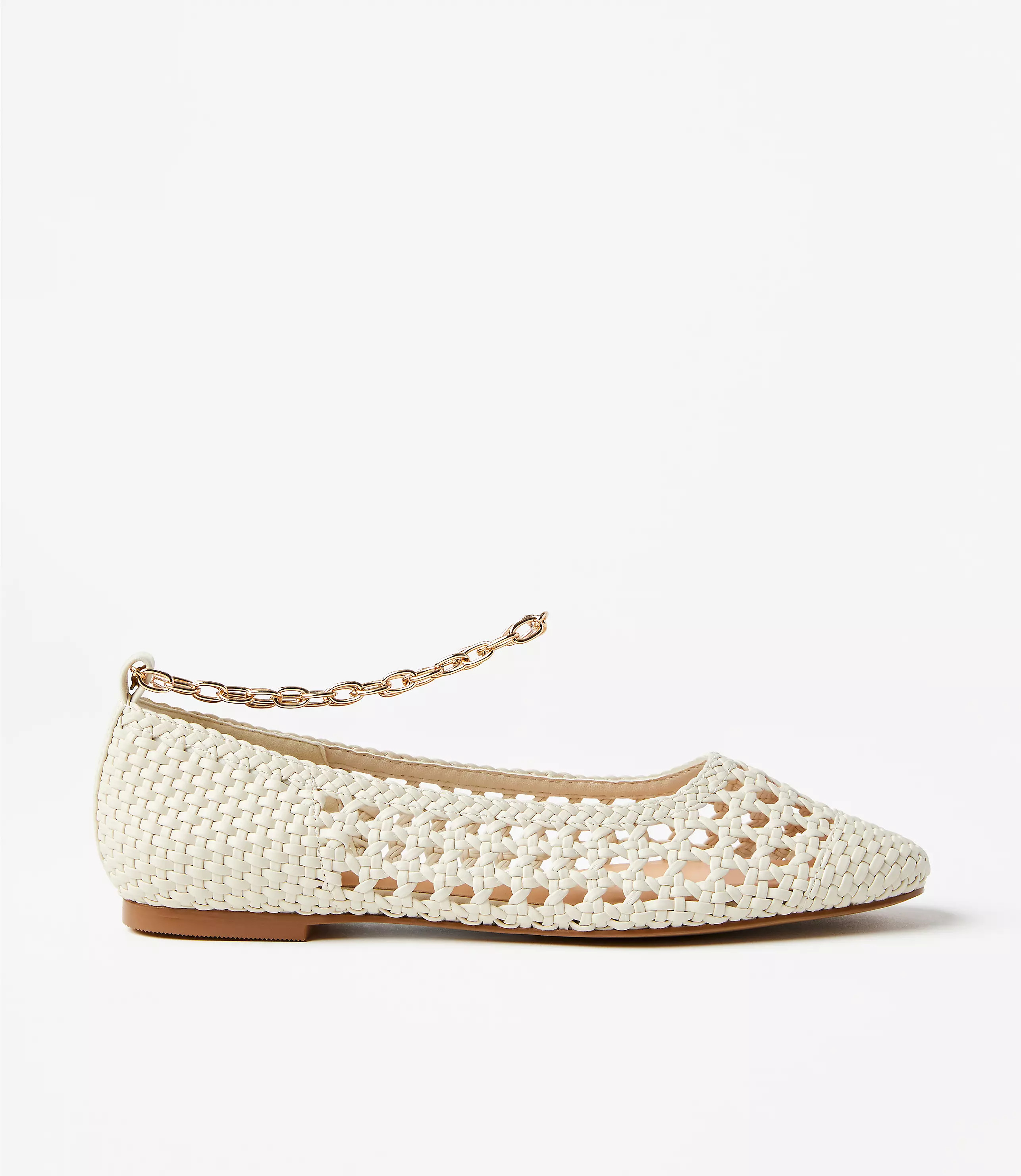 Crochet Chain Ankle Strap Ballet Flats | LOFT