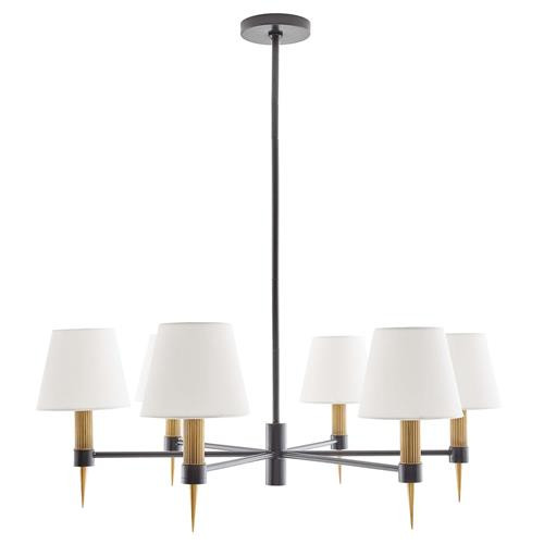 Arteriors Roma Modern Classic Antique Brass Bronze Iron Shaded Chandelier | Kathy Kuo Home