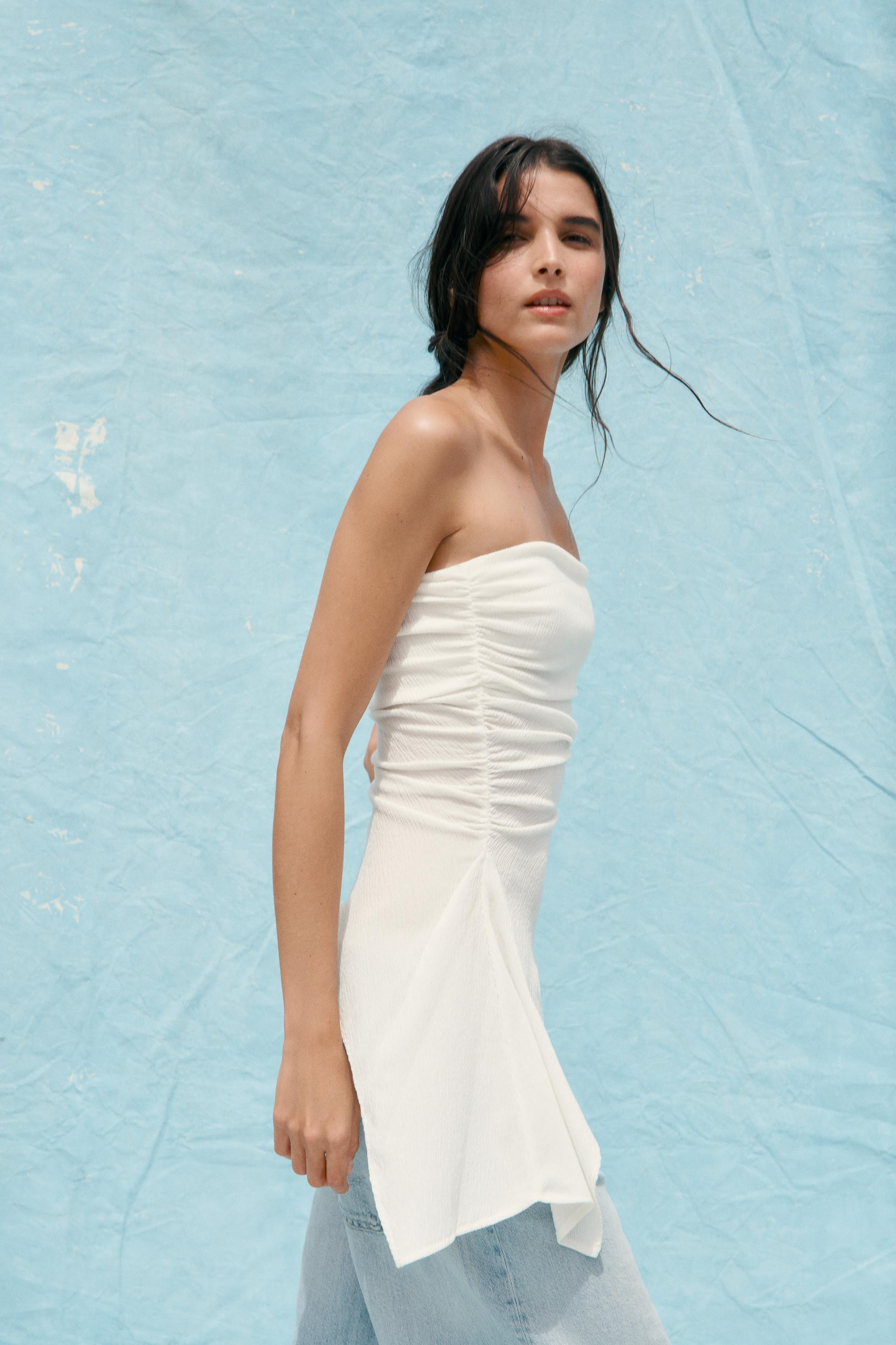 TEXTURED BANDEAU TOP | Zara US