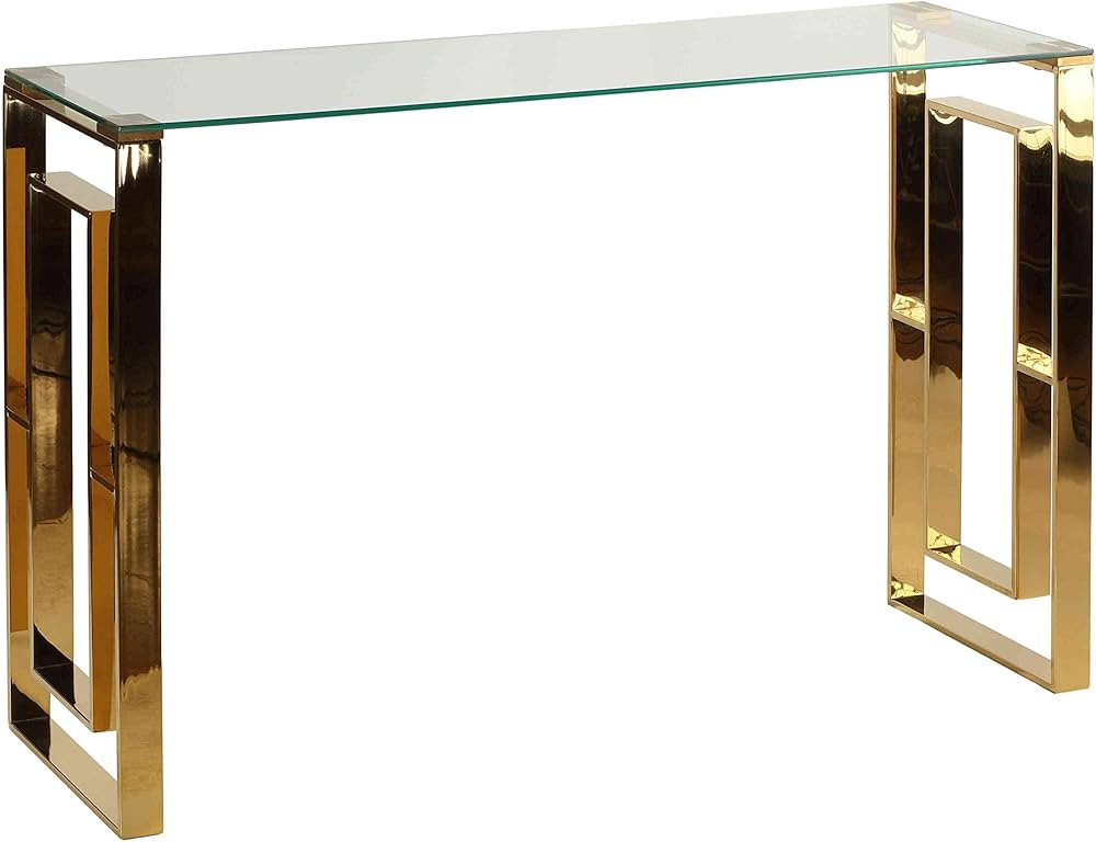 Cortesi Home Laila Console Table Stainless Steel Glass, 47" Wide, Gold,Clear | Amazon (US)