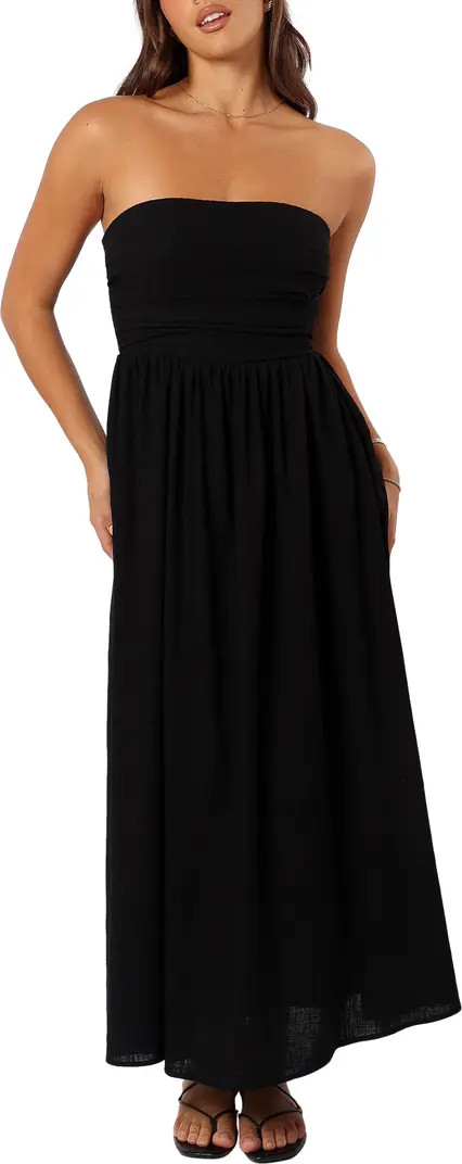 Kayt Strapless Linen Blend Maxi Sundress | Nordstrom