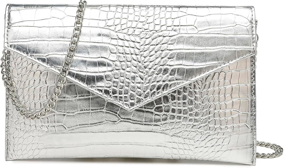 Envelope Clutch Purse for Women Leather Handbag Evening Bag with Detachable Chain for Wedding Par... | Amazon (US)