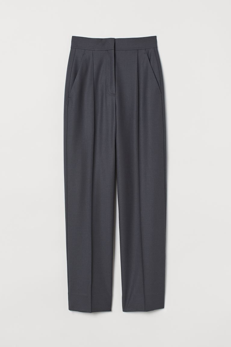 Elegante Hose aus einem Wollmischgewebe. Modell mit hohem Bund, verdecktem Reißverschluss und H... | H&M (DE, AT, CH, DK, NL, NO, FI)