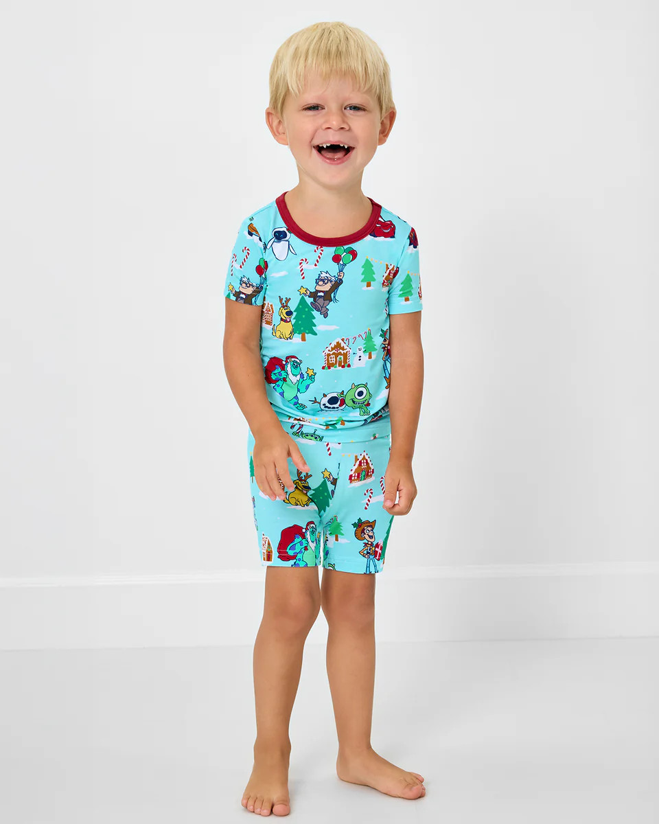Pixar Christmas Village Two-Piece Short Sleeve & Shorts Pajama Set | Little Sleepies