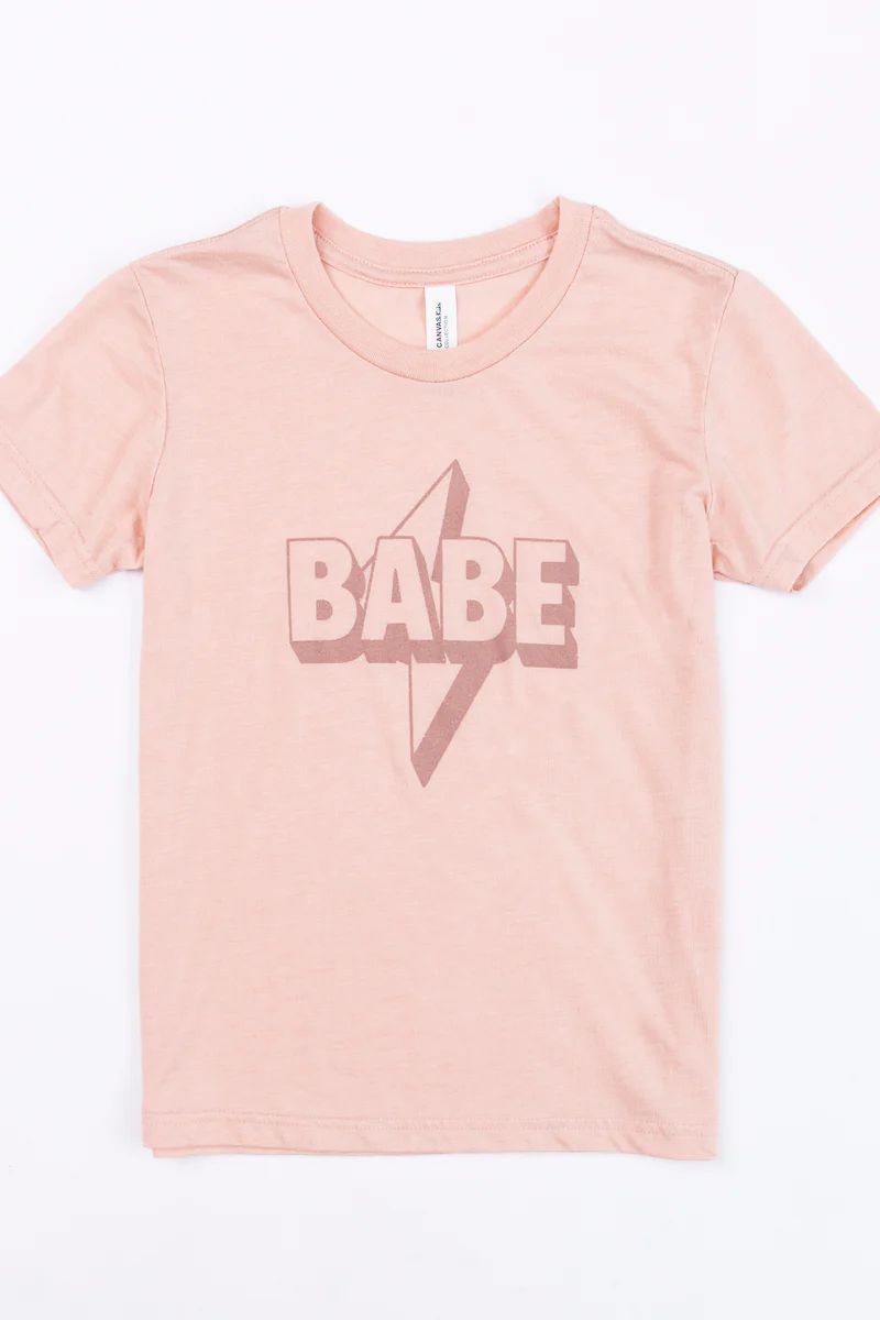 Babe Lightning Bolt Graphic Baby Tee Peach | The Pink Lily Boutique