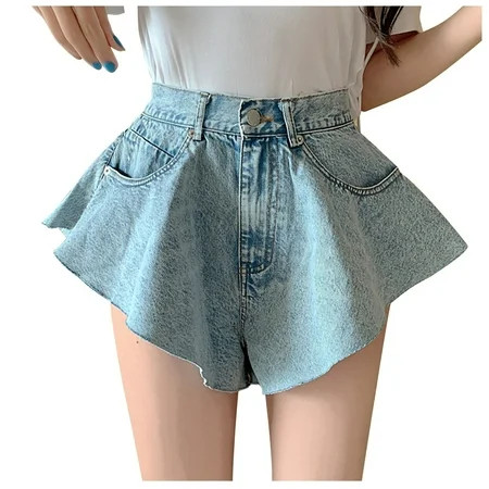 QUYUON Fashion Pants for Women Shorts Women High Waist Womens Denim Shorts Flare Pants Jean Shorts f | Walmart (US)