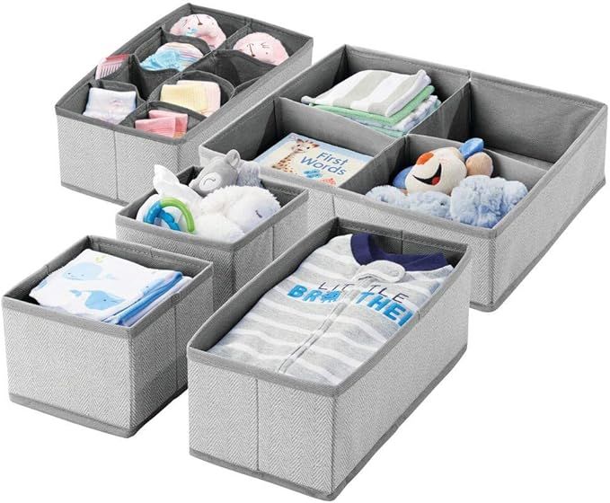 mDesign Soft Fabric Dresser Drawer and Closet Storage Organizer Set for Child/Baby Room or Nurser... | Amazon (US)
