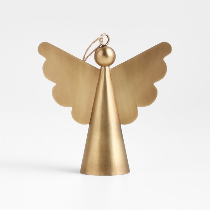 Brass Metal Angel with Scalloped Wing Christmas Tree Ornament + Reviews | Crate & Barrel | Crate & Barrel