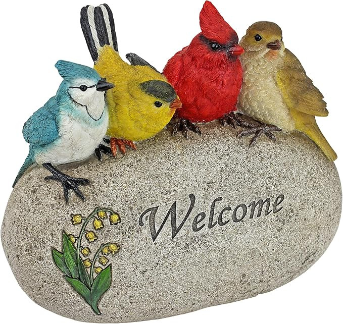 Design Toscano QM7512040 Birdy Welcome Garden Stone Statue, Medium, Full Color Finish | Amazon (US)