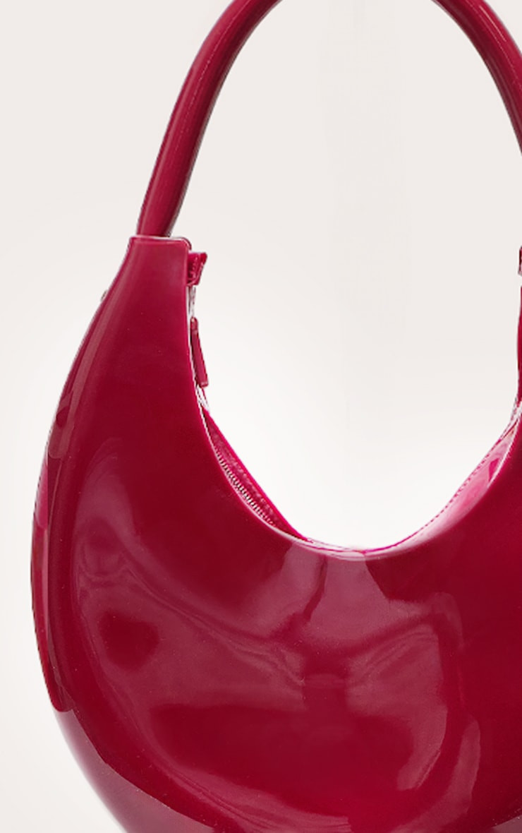 Burgundy Patent Pu Round Shoulder Bag | PrettyLittleThing US