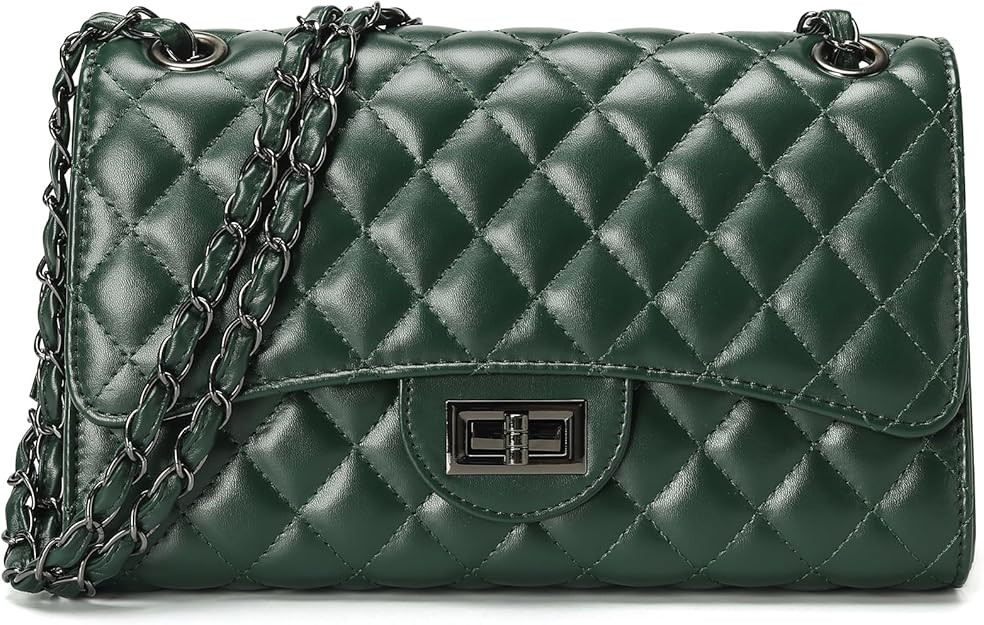 Quilted Leather Crossbody Bags for Women Trendy Ladies Shoulder Purse Satchel HandBag with Chain ... | Amazon (US)