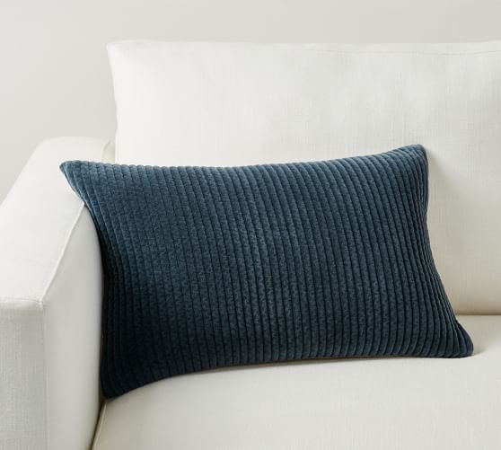 Quilted Velvet Lumbar Pillow Cover | Pottery Barn (US)