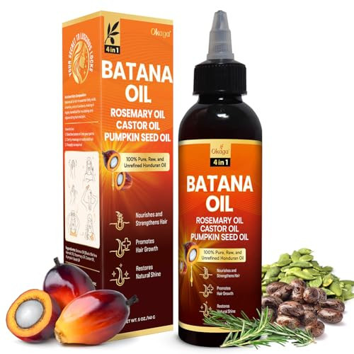 Batana Oil for Hair Growth with Rosemary, Castor, and Pumpkin Seed Oils, 100% Pure Unrefined Honduran Formula, Strengthens, Nourishes, Revives Scalp & Strands, Natural Care for All Types (5oz) | Amazon (US)