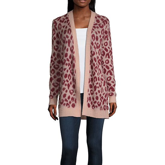 Society And Stitch-Juniors Womens Long Sleeve Open Front Animal Cardigan | JCPenney