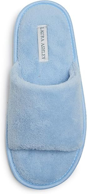 Laura Ashley Ladies Open Toe Plush Terry Slipper | Amazon (US)