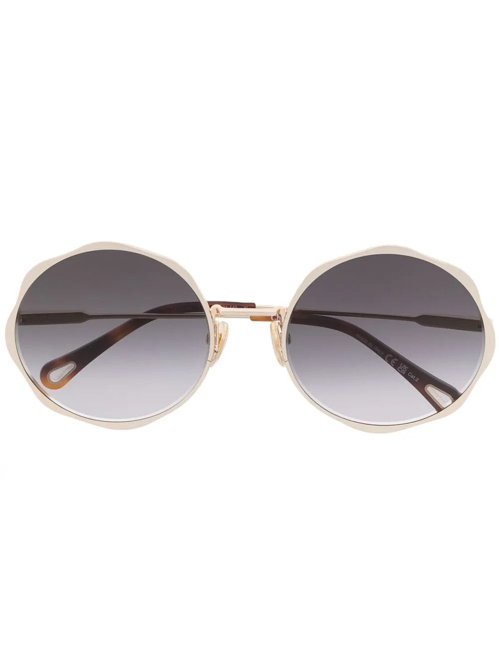 Chloé Eyewear logo-engraved round-frame Sunglasses | Gold | FARFETCH | Farfetch Global