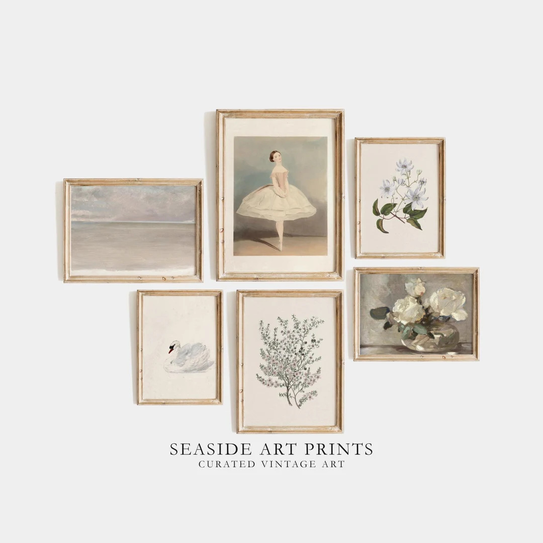 Ballerina gallery set - Vintage portrait art paintings, Animal gallery wall set, Antique Neutral ... | Etsy (US)