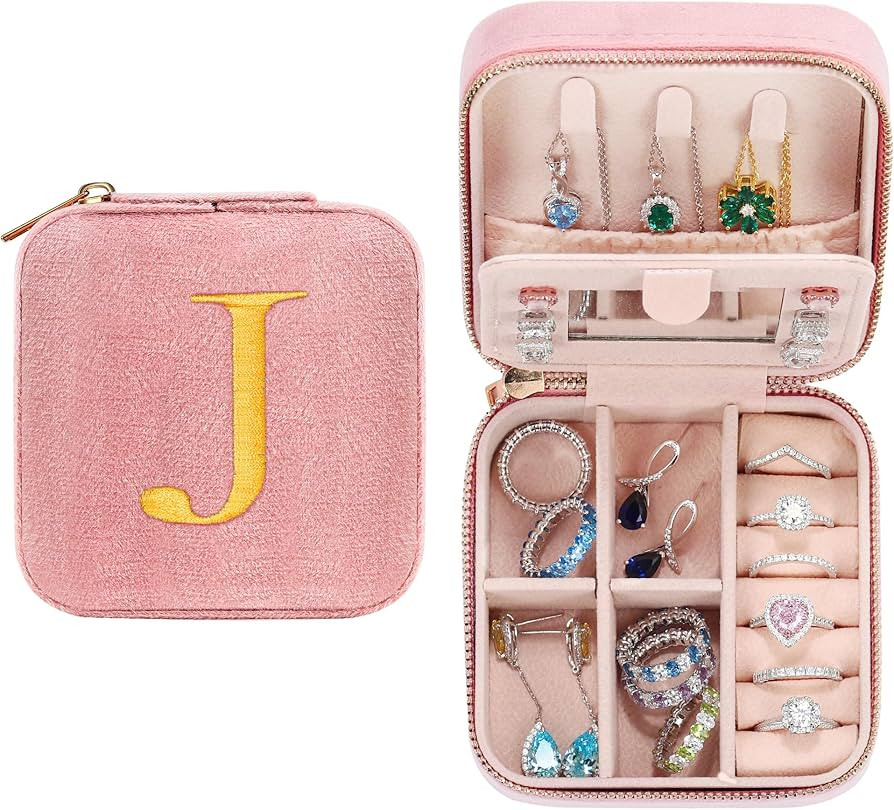 Parima Bridesmaid Proposal Gifts Wedding Day - Pink Small Jewelry Box Travel Jewelry Case Organiz... | Amazon (US)