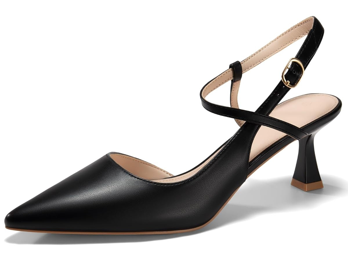 Womens Low Kitten Heel Closed Pointed Toe Slingback Pumps Heels Slip On Heeled Sandals Dress Shoe... | Amazon (US)