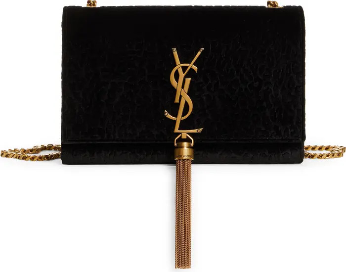 Saint Laurent Small Kate Flocked Velvet Crossbody Bag | Nordstrom | Nordstrom