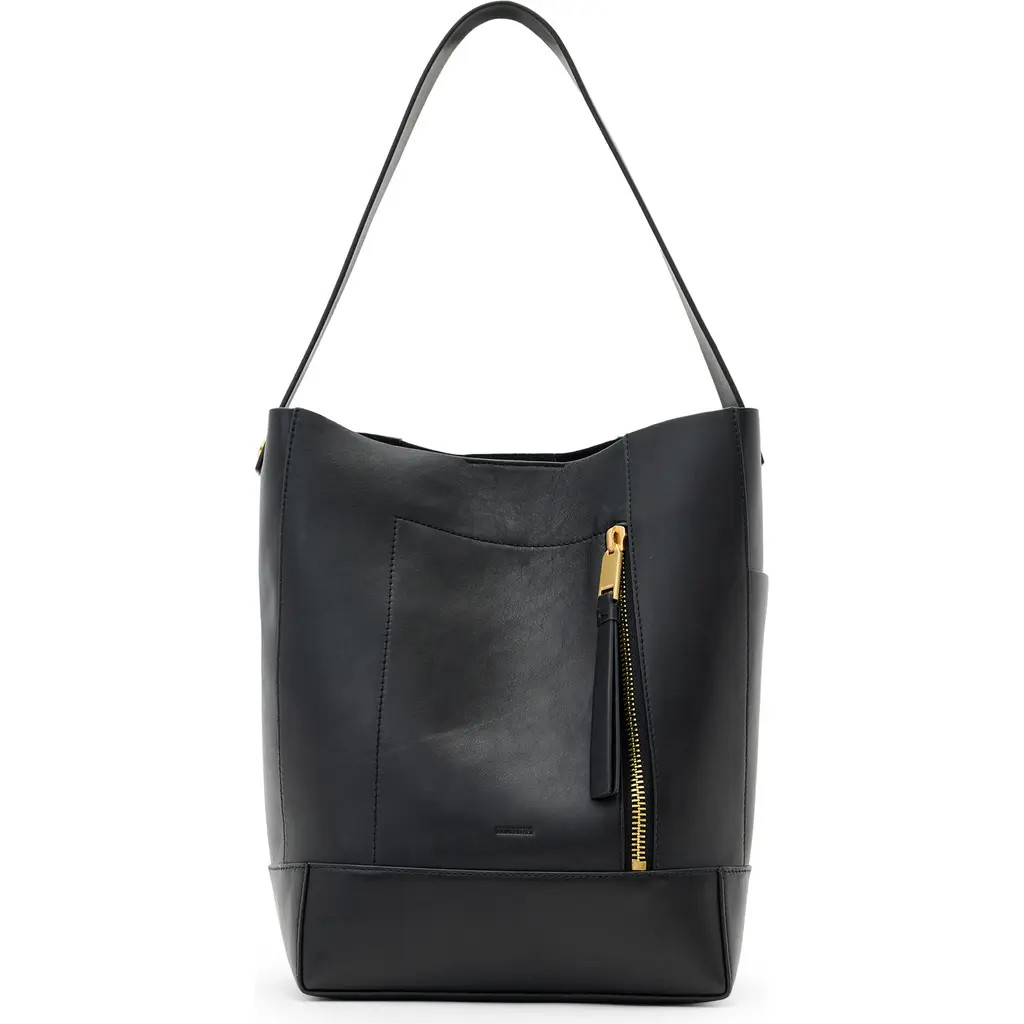 AllSaints Alba Leather Hobo Bag (Nordstrom Exclusive) in Black Leather at Nordstrom Rack | Nordstrom Rack