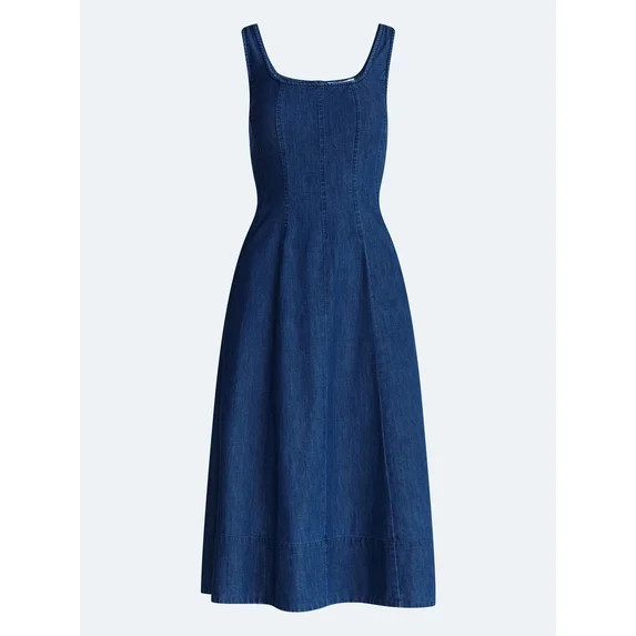 Free Assembly Womans Sleeveless Square Neck Paneled Midi Dress Size-XS-XXL | Walmart (US)