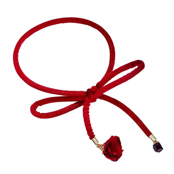 DORAFO Bowknot Velvet Collar Choker, Women Choker Necklace with Flower Pendant | Amazon (US)
