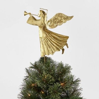 Unlit Metal Botanical Angel Tree Topper Gold - Wondershop™ | Target