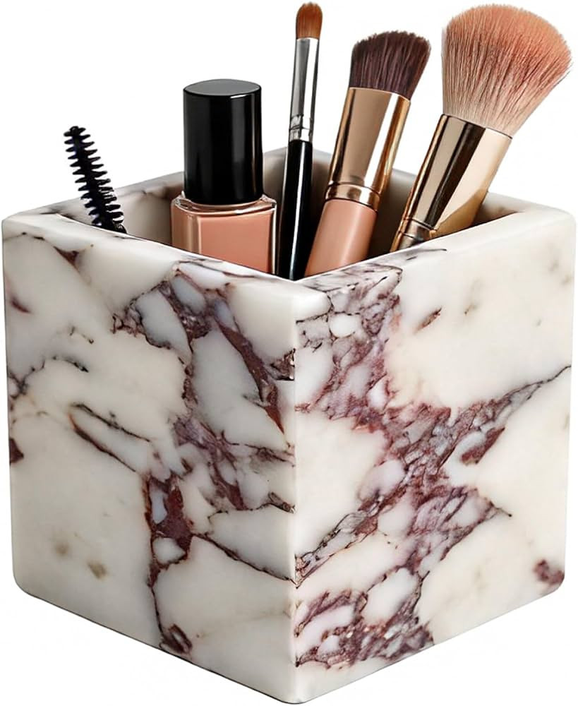 Natural Marble Makeup Brush Holder for Vanity, Marble Toothbrush Holder for Bathroom, Luxurious C... | Amazon (US)