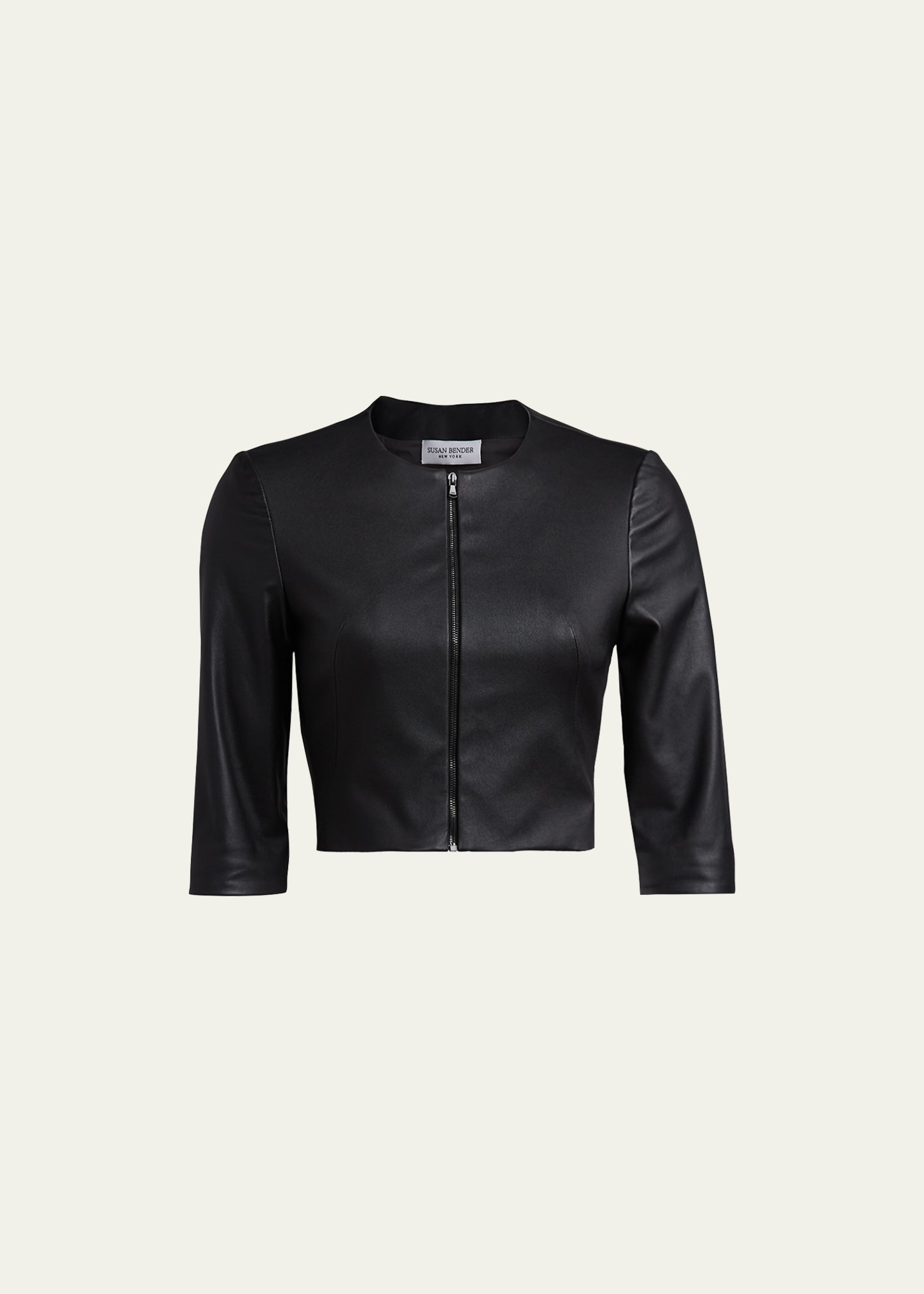 Susan Bender Stretch Leather Zip-Front Cardigan | Bergdorf Goodman