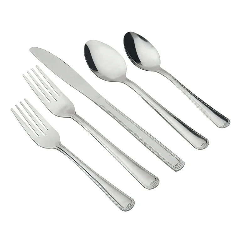 Mainstays 49 Piece Lace Stainless Steel Silver Flatware Value Set with Tray Organizer, Service fo... | Walmart (US)