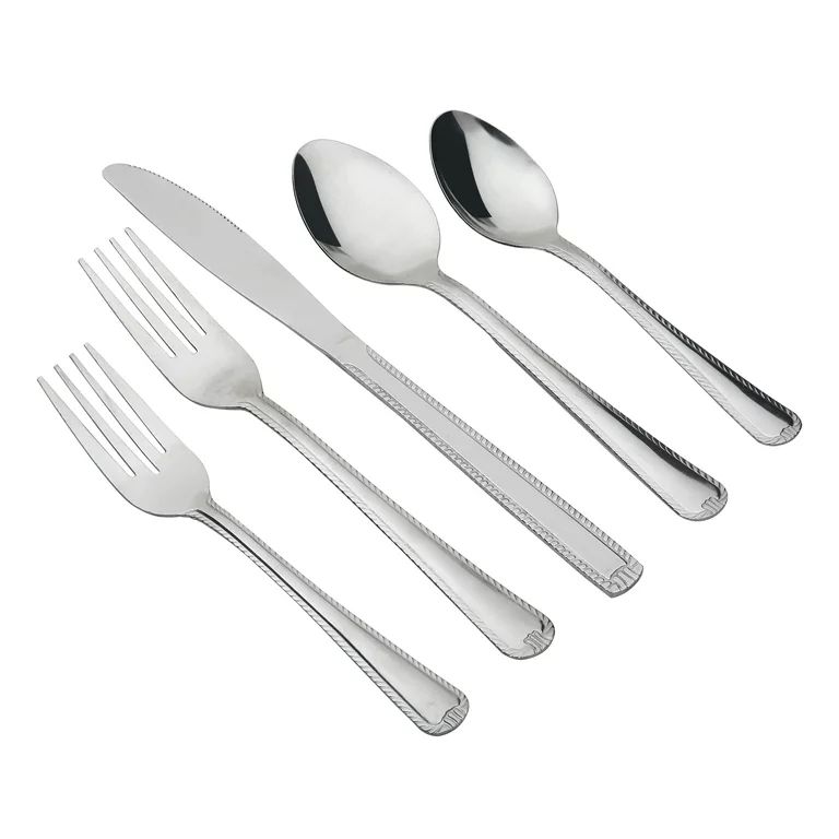 Mainstays 49 Piece Lace Stainless Steel Silver Flatware Value Set with Tray Organizer, Service fo... | Walmart (US)