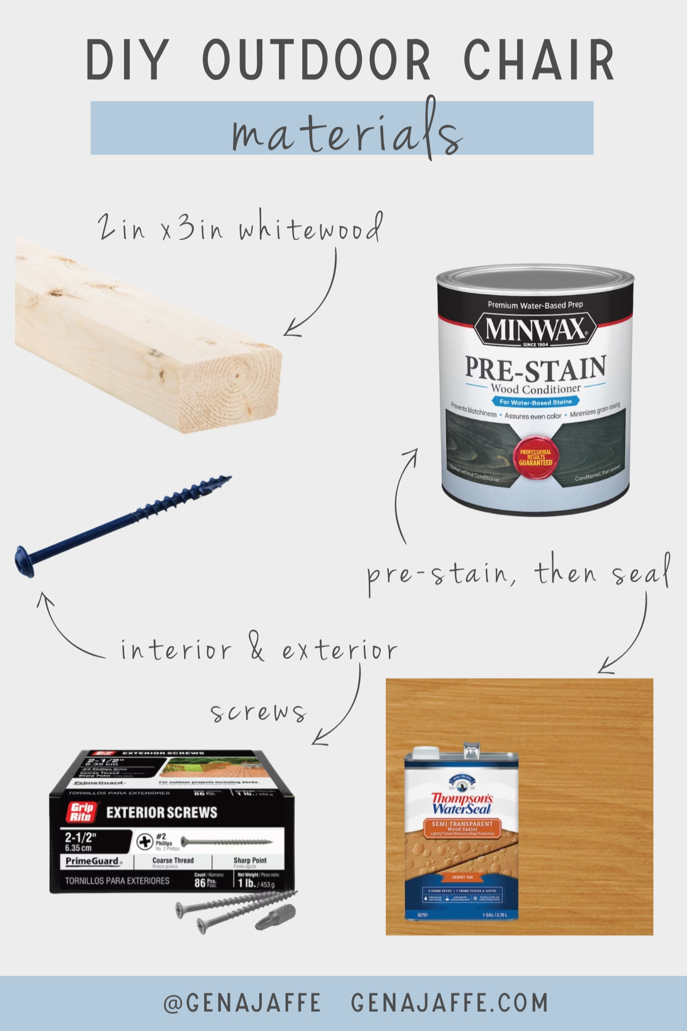 Recently built 2 outdoors chairs (and planning to build a loveseat to match)—all for less than $125 of materials! Here’s the wood, stain, and screws I used! I’ll share plans @genajaffe soon! 

#LTKunder100 #LTKhome