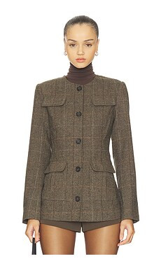 Favorite Daughter Spencer Jacket in Mocha Plaid from Revolve.com | Revolve Clothing (Global)